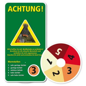 Warnschild Achtung, Waldbrandgefahr - mit wechselbaren Warnstufenziffern – G