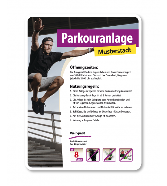 Schild Parkouranlage / Parkourpark 4P - PV