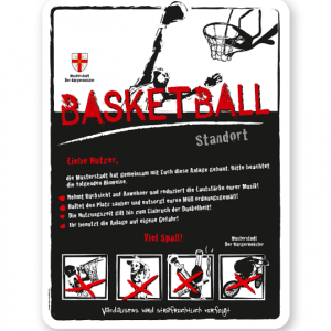 Spielplatzschild Basketball 4P-weiß - DS