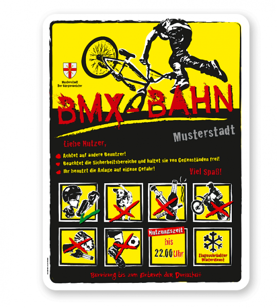 Spielplatzschild BMX - Bahn 8P-gelb - DS