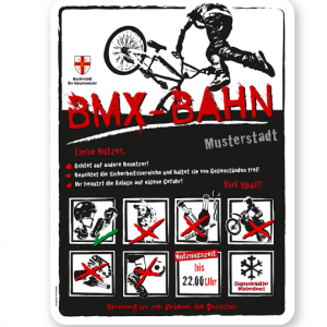 Spielplatzschild BMX-Bahn 8P-weiß - DS