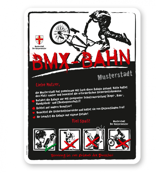 Spielplatzschild BMX-Bahn 4P-weiß - DS