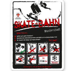 Spielplatzschild Skate-Bahn 8P-weiß - DS