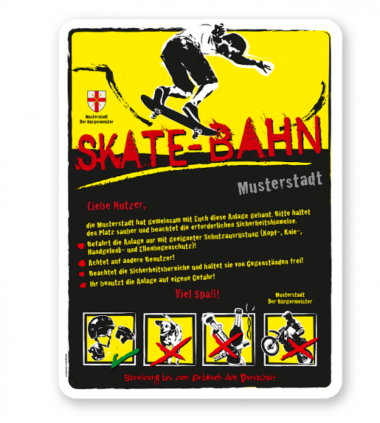 Spielplatzschild Skate - Bahn 4P-gelb - DS