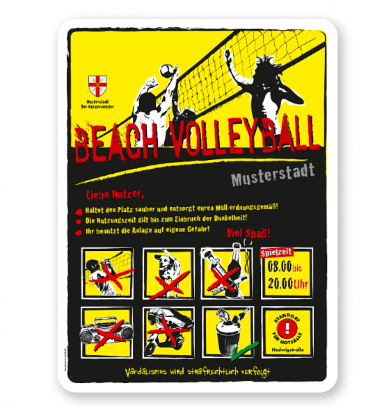 Spielplatzschild Beach Volleyball 8P-gelb - DS
