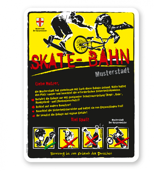 Spielplatzschild Skate - Bahn 4P-gelb - 2 - DS