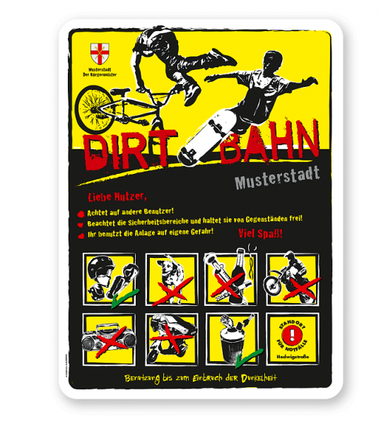 Spielplatzschild Dirt - Bahn 8P-gelb - DS