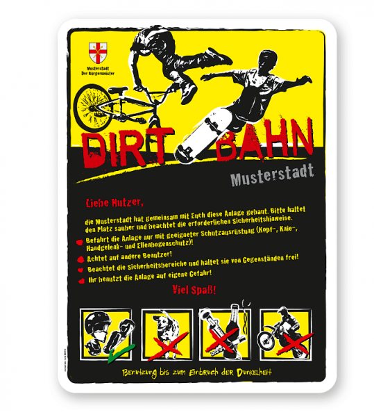 Spielplatzschild Dirt - Bahn 8P-gelb - DS