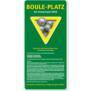 Schild Bouleplatz – mit Spielregeln – G