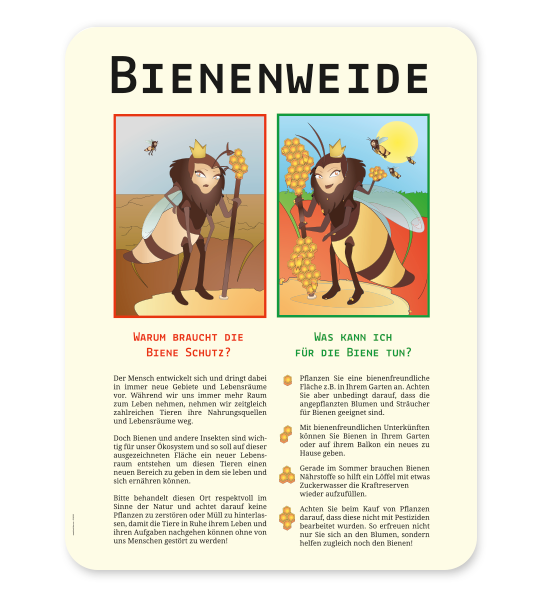 Hinweisschild Bienenweide