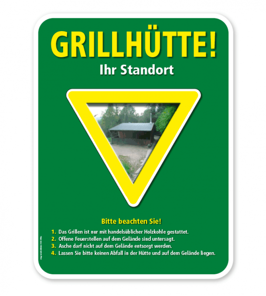 Schild Grillhütte - mit Hinweisen – G/