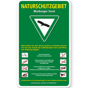 Schild Naturschutzgebiet mit Verkehrszeichen und Piktogrammen - 2 – G
