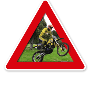 Verkehrsschild Achtung, Motocross