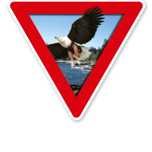 Verkehrsschild Vorsicht, Naturschutzgebiet – Adler (rot)