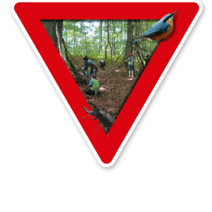 Verkehrsschild Waldkindergarten - Naturschutz (rot)