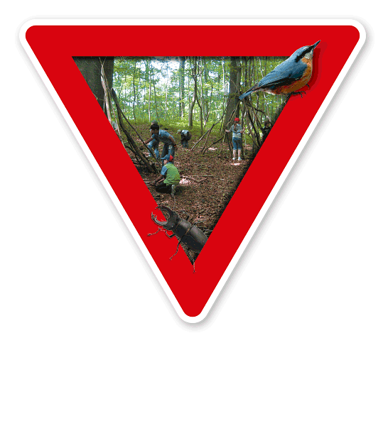 Verkehrsschild Waldkindergarten - Naturschutz (rot)