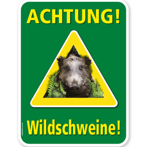 Warnschild Achtung, Wildschweine – G