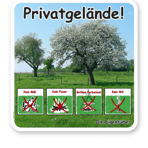 Schild Privatgelände mit Piktogrammen - GF