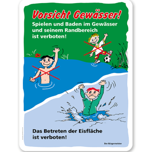 Schild Vorsicht Gewässer - GS