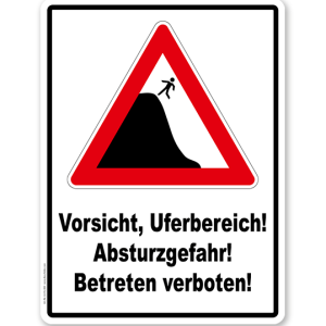 Schild Vorsicht Uferbereich - Absturzgefahr - Betreten verboten - GS