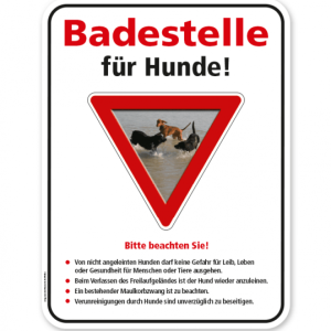 Schild Badestelle für Hunde mit Hinweisen – G
