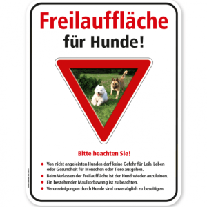 Schild Freilauffläche für Hunde mit Hinweisen – G