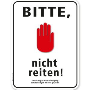 Schild Bitte, nicht reiten – G