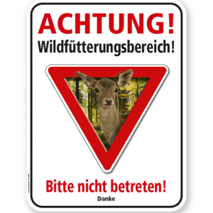 Forstschild Achtung, Wildfütterungsbereich. Bitte nicht betreten – G/GW schwarz/weiß