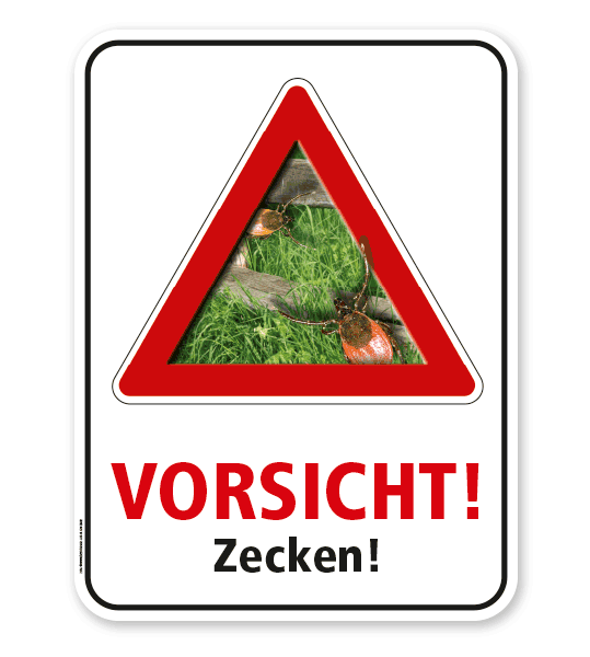 Warnschild Vorsicht, Zecken – G