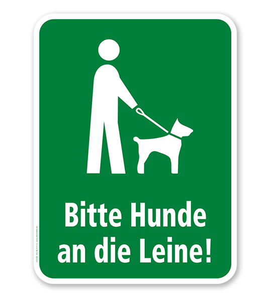 Hundeschild Bitte Hunde an die Leine - H