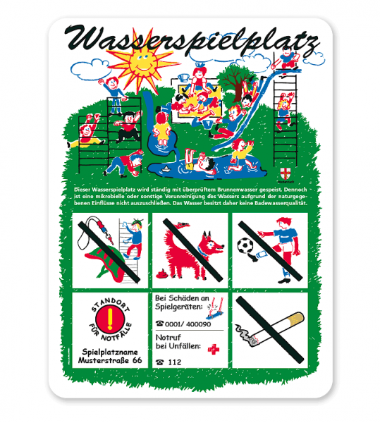 Spielplatzschild Wasserspielplatz - KSP-1