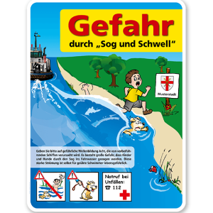 Warnschild Gefahr durch Sog und Schwell (Wellenschlag) 3P - KSP-2
