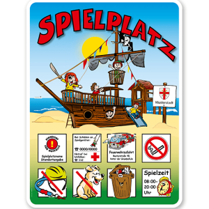 Spielplatzschilder Spielplatz - Piratenschiff am Strand 8P - KSP-2