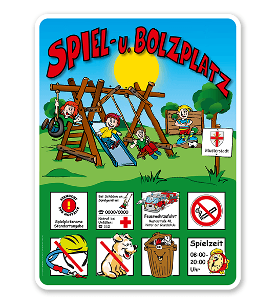 Spielplatzschilder Spielplatz u. Bolzplatz - mit Bolzwand 8P - KSP-2