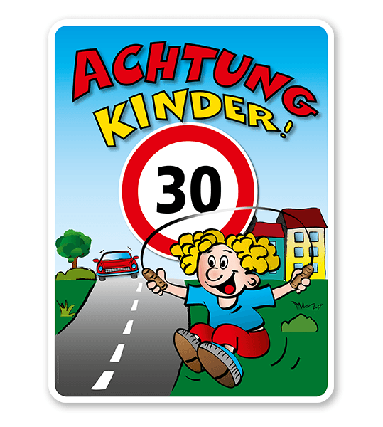 Kinderschild Achtung Kinder 30er Zone - Teilstrecke - KSP-2