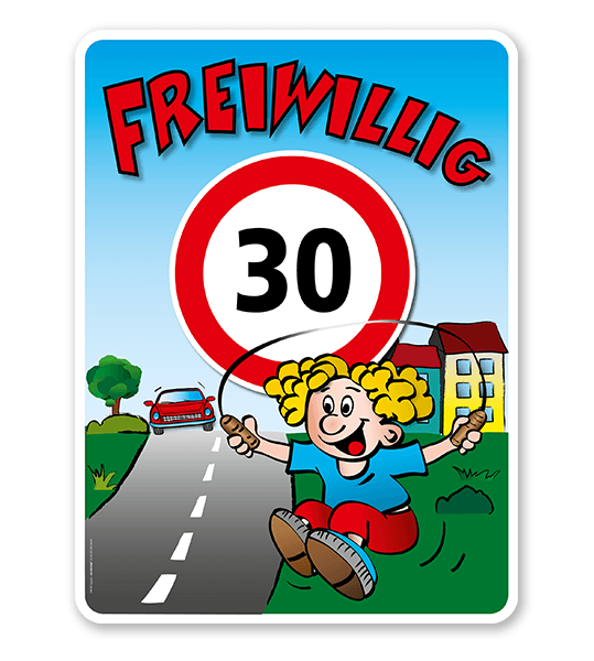 Kinderschild Freiwillig 30 km/h - Teilstrecke - VSS