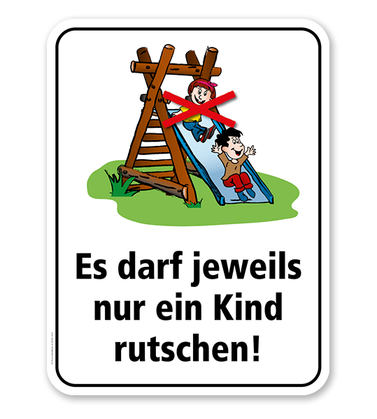 Spielplatzschild Es darf jeweils nur ein Kind rutschen – KSP-2