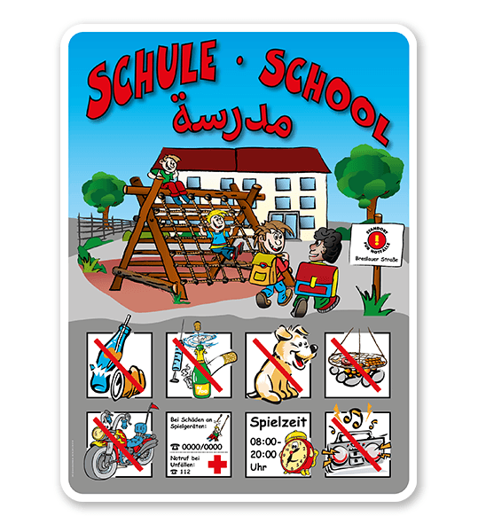 Schulhofschilder Schule - 8P - dreisprachig - KSP-2