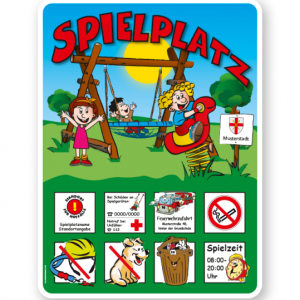 Spielplatzschild Kleinkinderspielplatz mit Wippe und Vogelnestschaukel - KSP-2