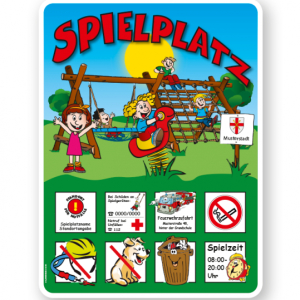 Spielplatzschild mit Vogelnestschaukel und Seilgerüst - KSP-2