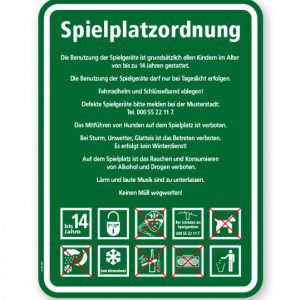 Spielplatzschild Spielplatzordnung 10P - KSP-3