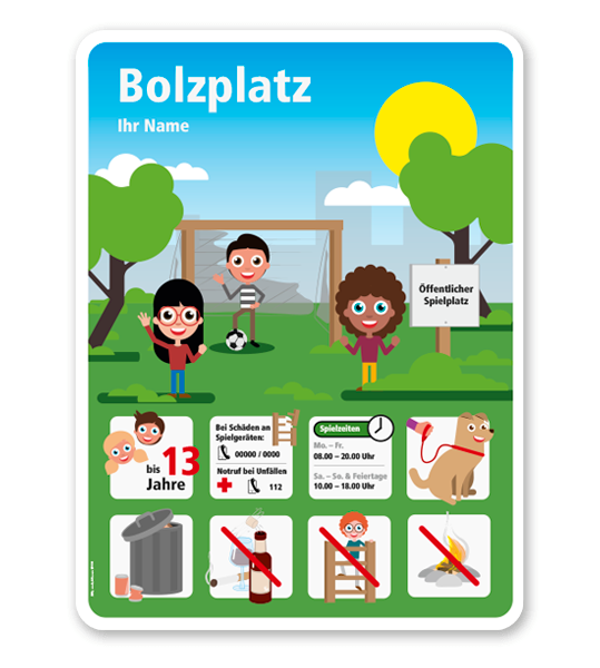 Spielplatzschild Bolzplatz mit Tor - KSP-4-BP-01
