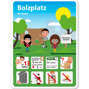 Spielplatzschild Bolzplatz mit Wand - KSP-4-BP-02
