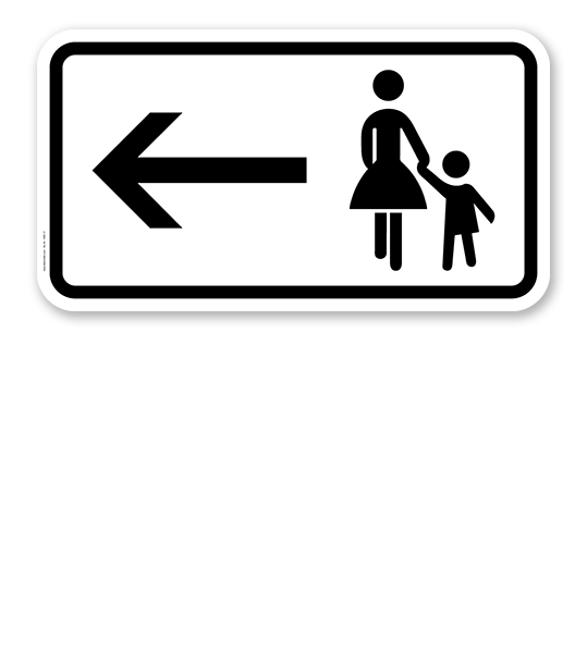 Zusatzschild Fußgänger Gehweg links gegenüber benutzen – Verkehrsschild VZ 1.000-12