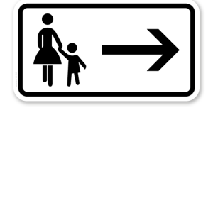Zusatzschild Fußgänger Gehweg rechts gegenüber benutzen – Verkehrsschild VZ 1.000-22
