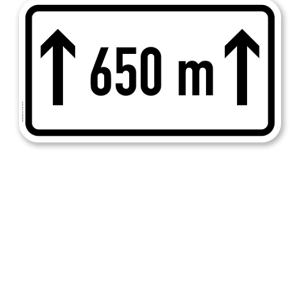 Zusatzschild Auf ... m/km - individuelle Entfernungsangabe – Verkehrsschild VZ 1001-30