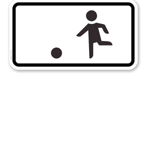 Zusatzschild Kinderspielen auf der Fahrbahn und dem Seitenstreifen erlaubt – Verkehrsschild VZ 1010-10