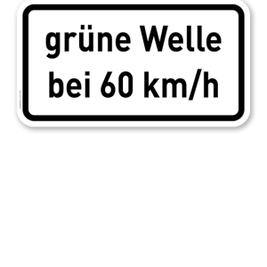 Zusatzschild Grüne Welle bei ... km/h - individuelle Geschwindigkeitsangabe – Verkehrsschild VZ 1012-34