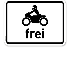 Zusatzschild Krafträder, auch mit Beiwagen, Kleinkrafträder und Mofas frei – Verkehrsschild VZ 1022-12