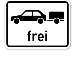 Zusatzschild Personenkraftwagen mit Anhänger frei – Verkehrsschild VZ 1024-11